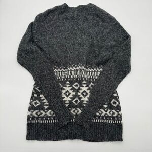 Hollister Gray Fair Isle Knit Button Front Cardigan Sweater XS/S